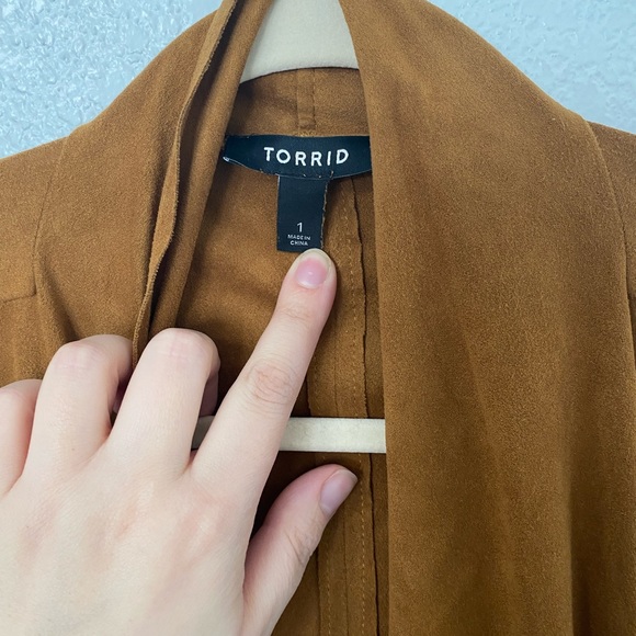 Cognac Suede Drape Jacket - Picture 3 of 4